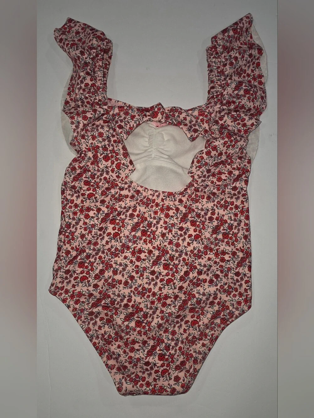 Janie and Jack Pink Floral One-Piece Swimsuit with White Flower Size 3